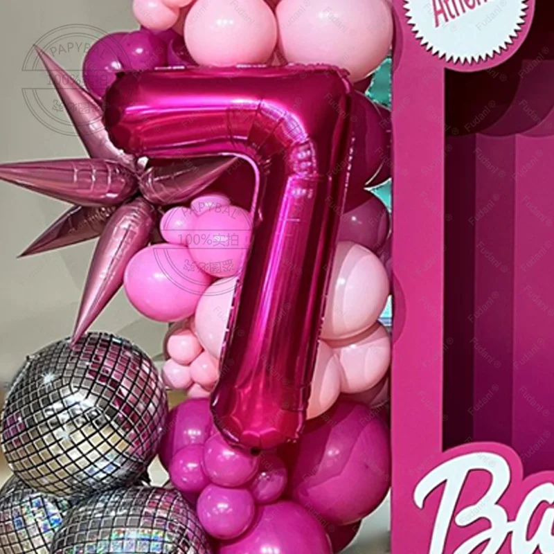 143pcs Hot Pink Balloon Set Garland Arch Kit Balloons For Girls Birthday Princess Barbieed Theme Bridal Shower Wedding Decoratio