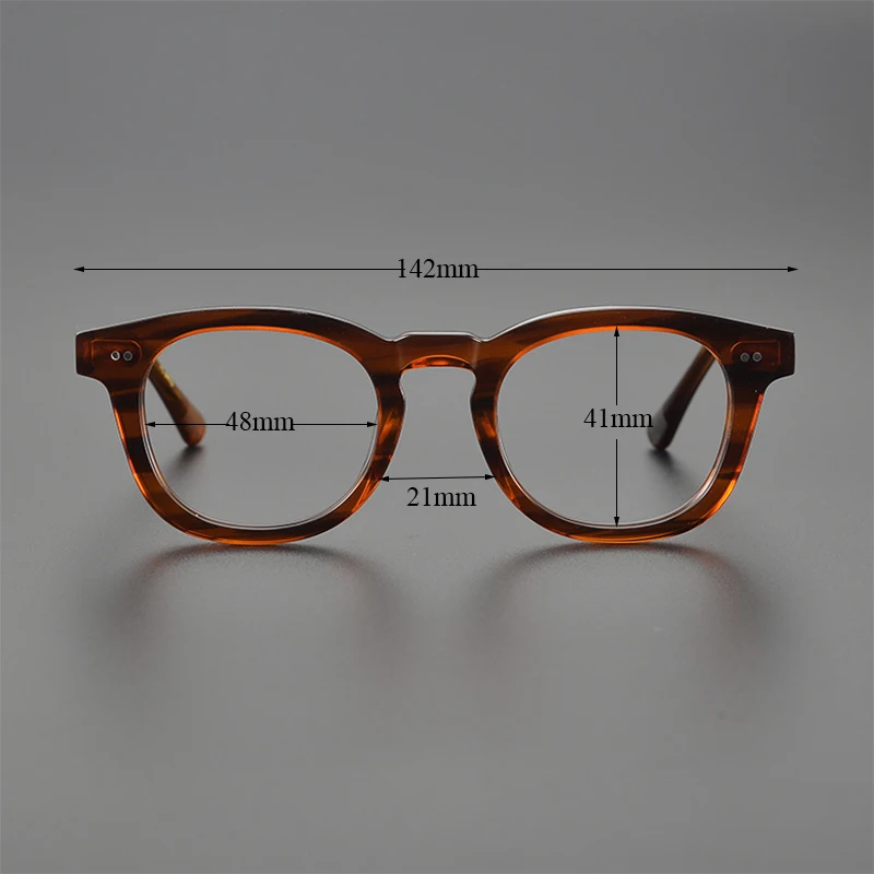 Vintage Square Glasses Frame for Men Designer Retro Style Hand Craft Striped Brown Acetate Myopia Eyeglasses for Women