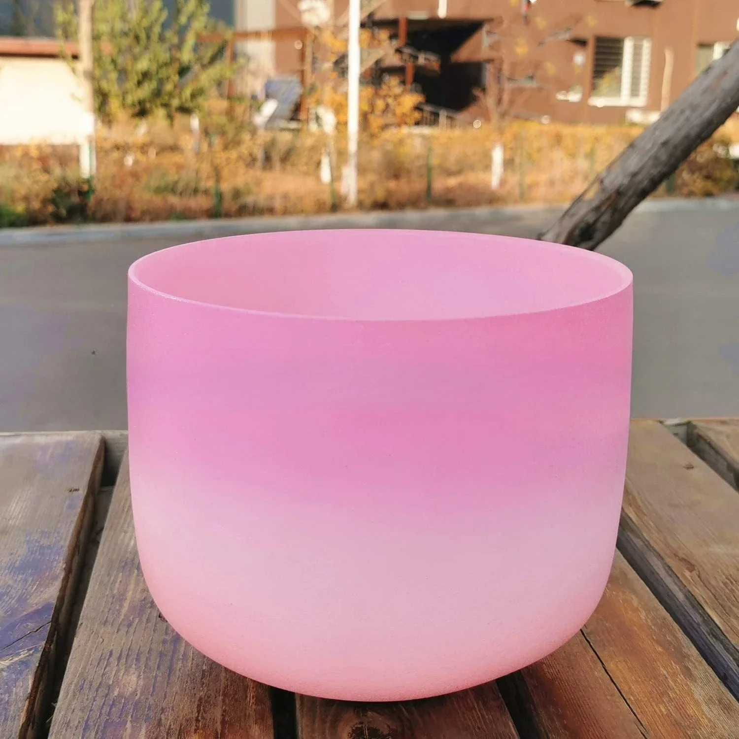 Pink White Color Frosted Crystal Singing Bowl Yoga Meditation Decompression Crystal Music Bowl Singing Bowl Percussion