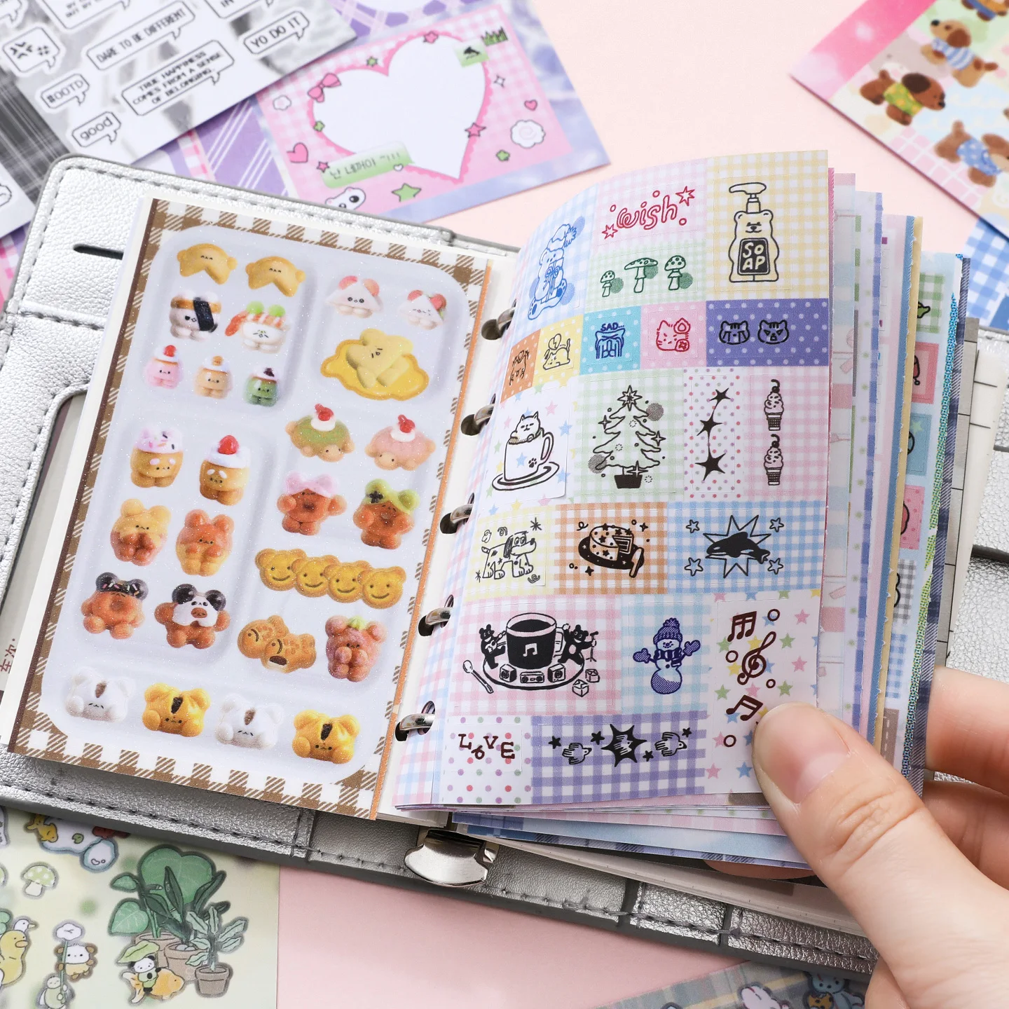 30 Sheets Cartoon Aesthetic Sticker Cute Scrapbook Stickers Adhesive Note Memo Pad for Planner Journal Photo Album Water Bottle