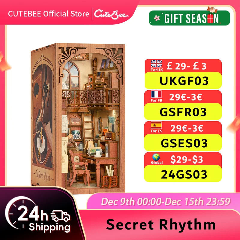 CUTEBEE Puzzle 3D DIY Book Nook Kit with Touch Light Secret Rhythm Model Building Magic Pharmacist House Kit for Decoration Gift