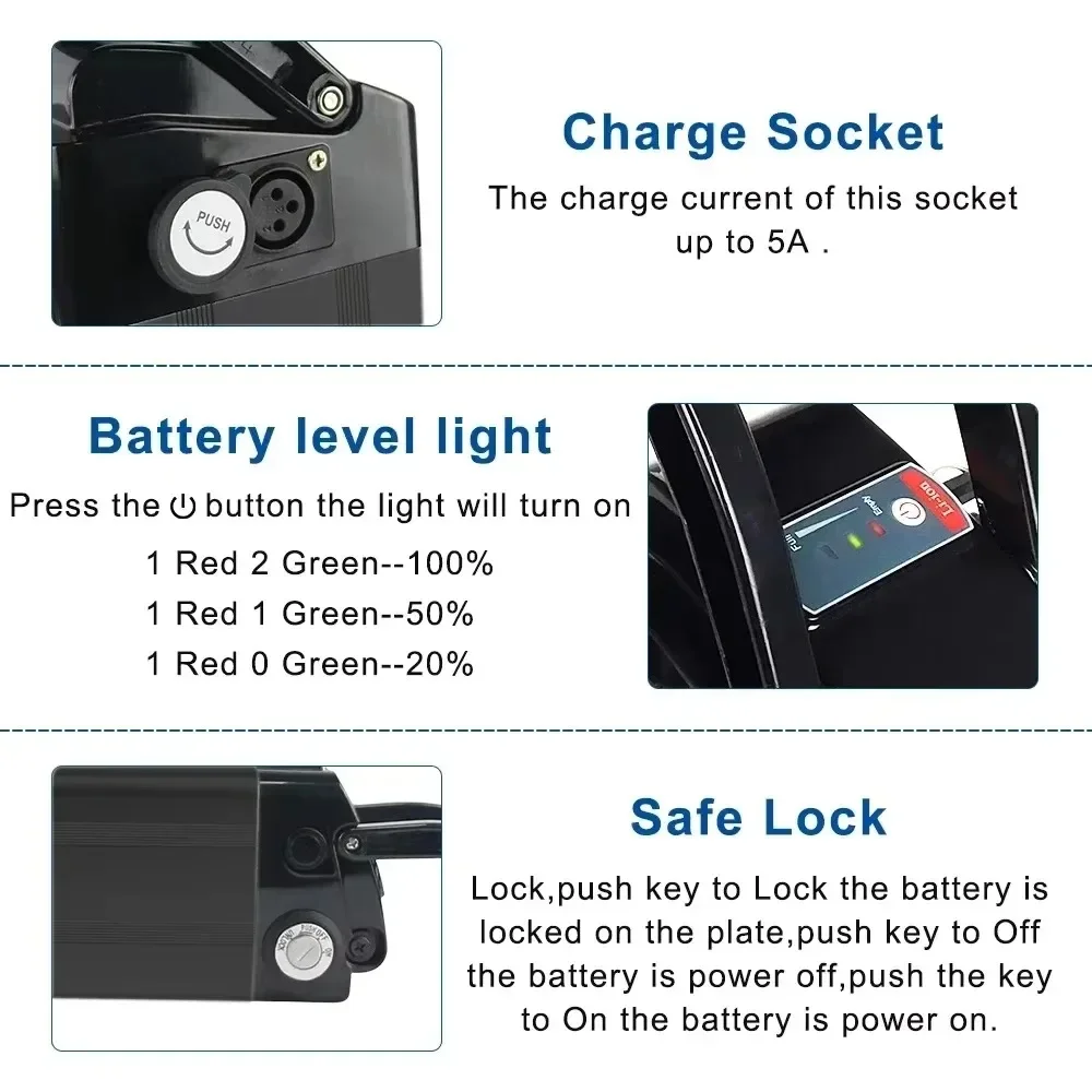 36V 48V  12AH-20AH 18650 Li-ion Bike Battery | Built-in BMS | for Silverfish 250W-1000W Bafang Motor | with Charger