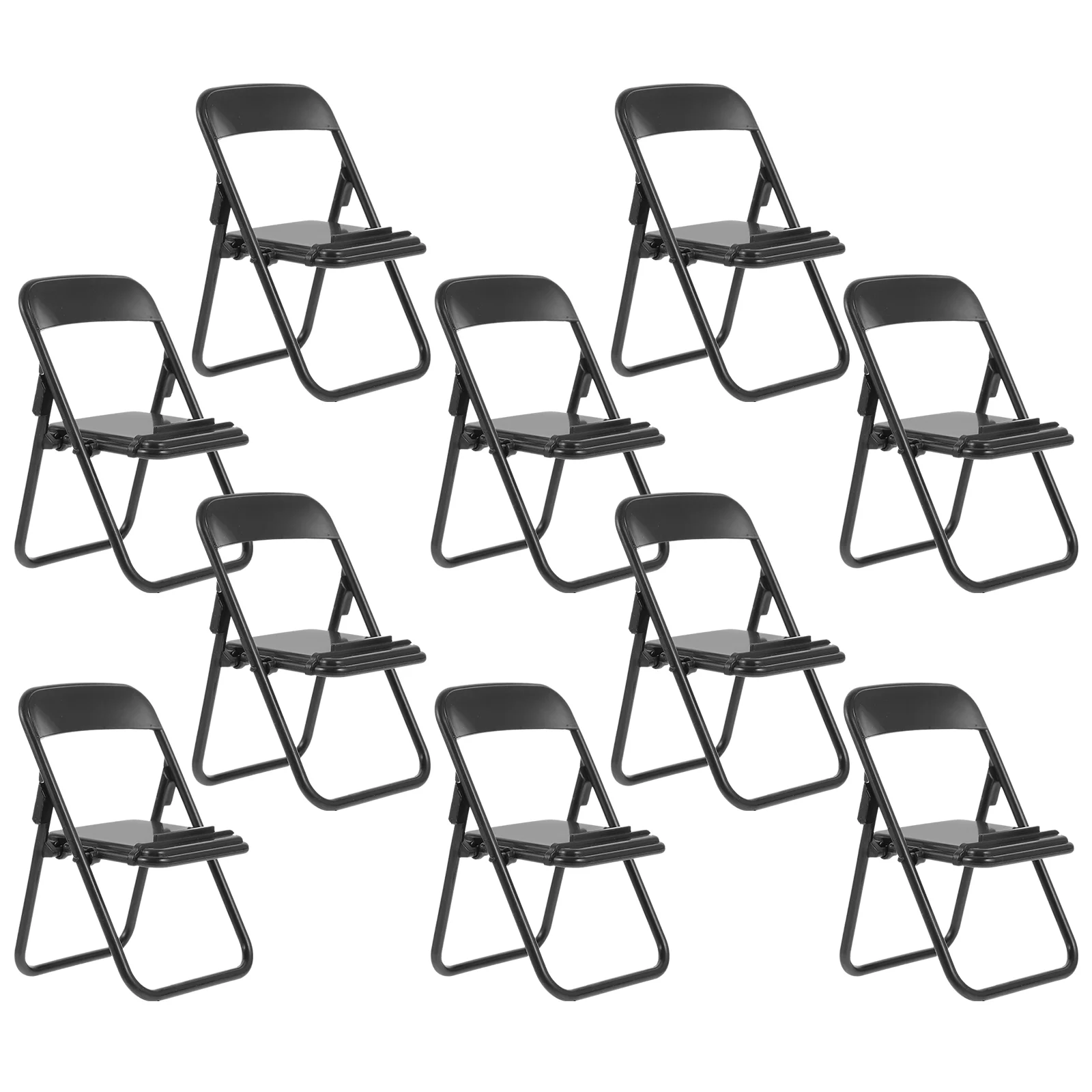 10 Pcs Mini Chair-shaped Mobile Phone Holder Dollhouse Folding 10pcs (black) Miniature Furniture Miniatures Bracket Abs Office