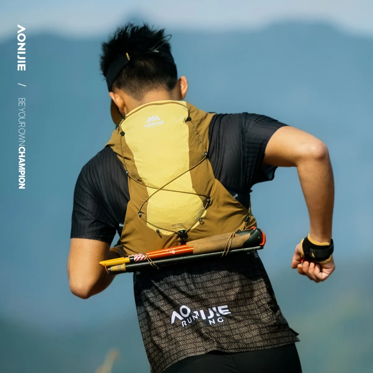 AONIJIE MB 12L Lightweight Running Backpack with Stick Holder Multi-Compartment Storage for Hiking Climbing Cycling Racing