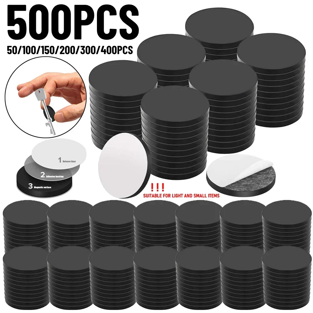 20/200pcs Round Magnet Sticky Magnetic Tape Black Magnets DIY Crafts Household Fridge Decor Small Back Self Adhesive Stickers