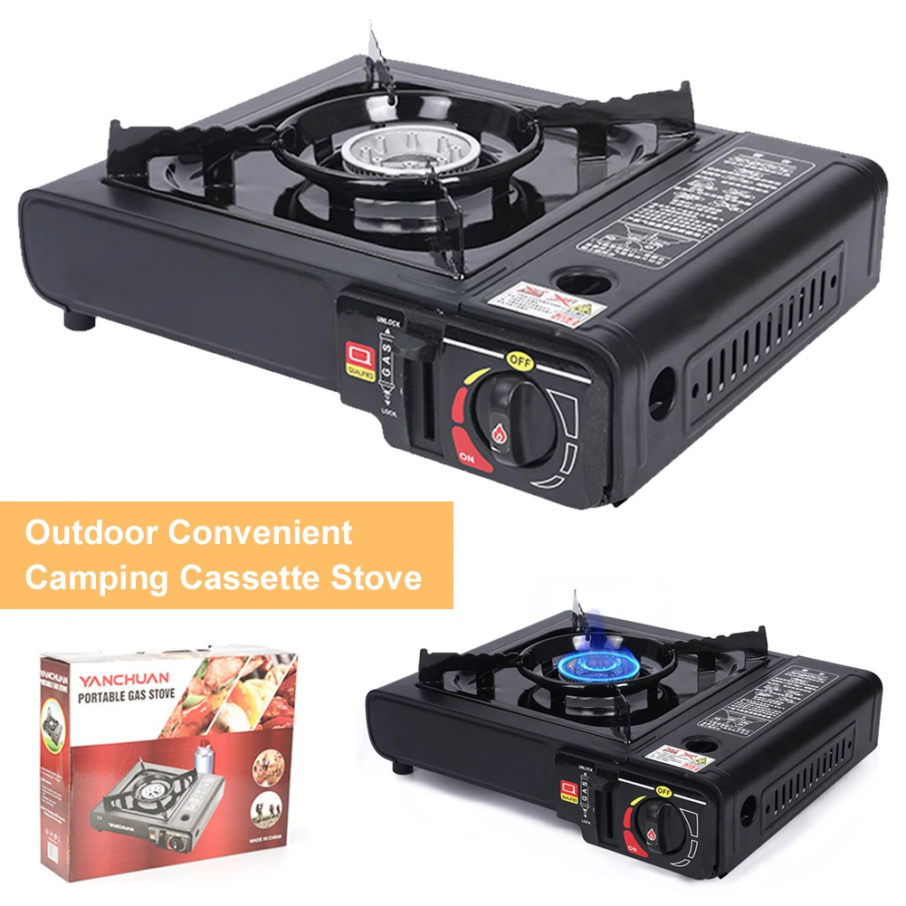 Portable Gas Stove Single-Burner Butane Stove Adjustable Cassette Stove Windproof for Indoor & Outdoor Cooking