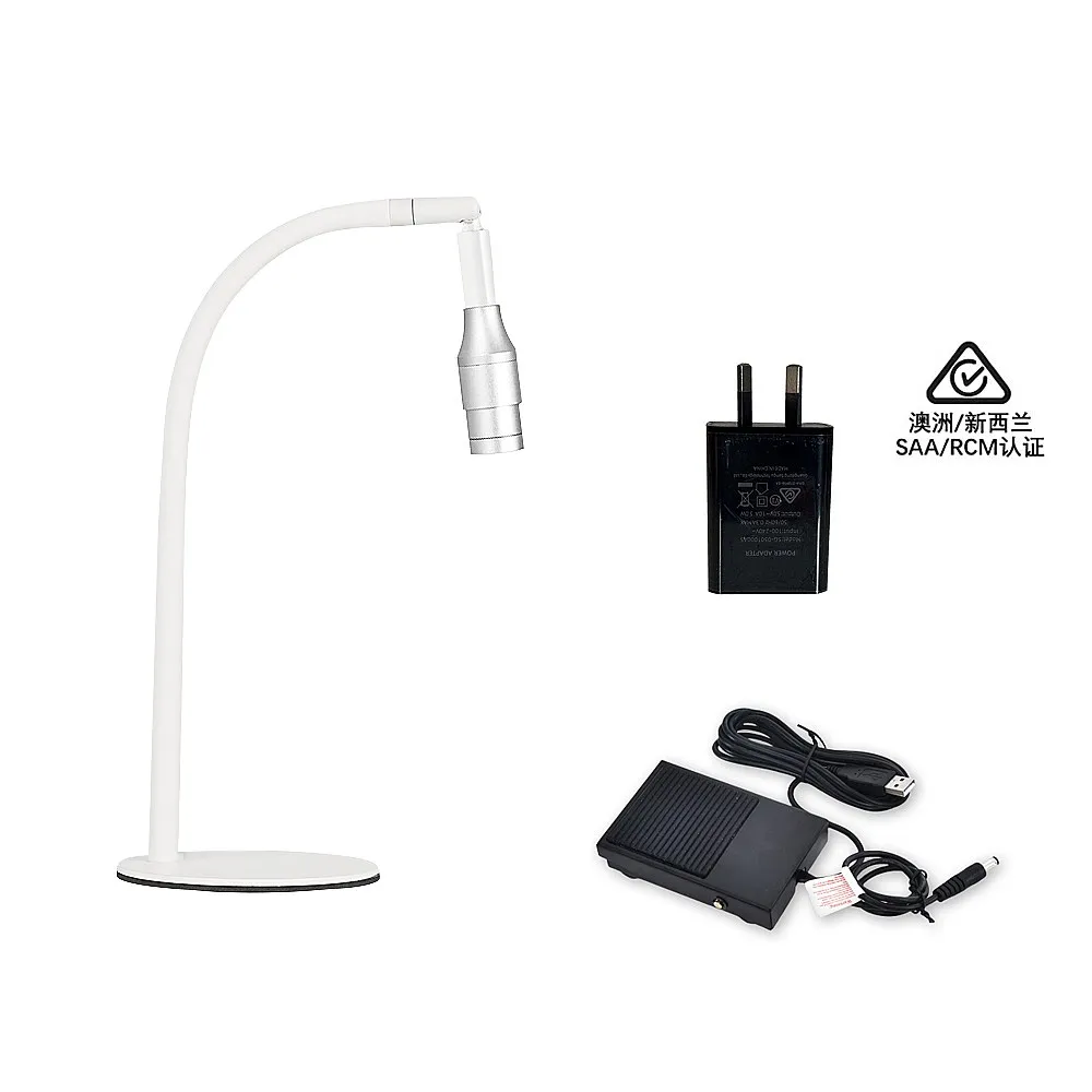 Foot Pedal Gel X UV LED Flash Cure Nails and Eyelash Extensions Focused Beam White Desktop Stand Nail Lamp 5W