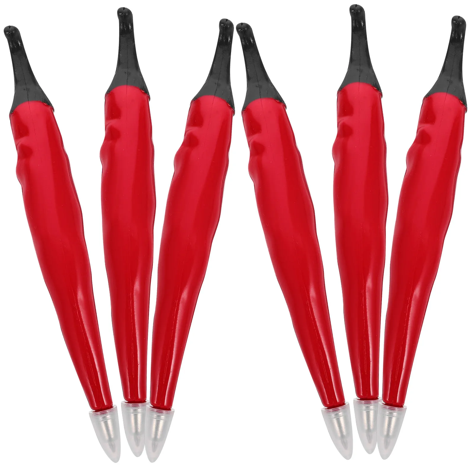 6Pcs Unique Vegetable Ballpoint Pens Realistic Pepper Shape Portable Lightweight Writing Pens for Office School Festival Use
