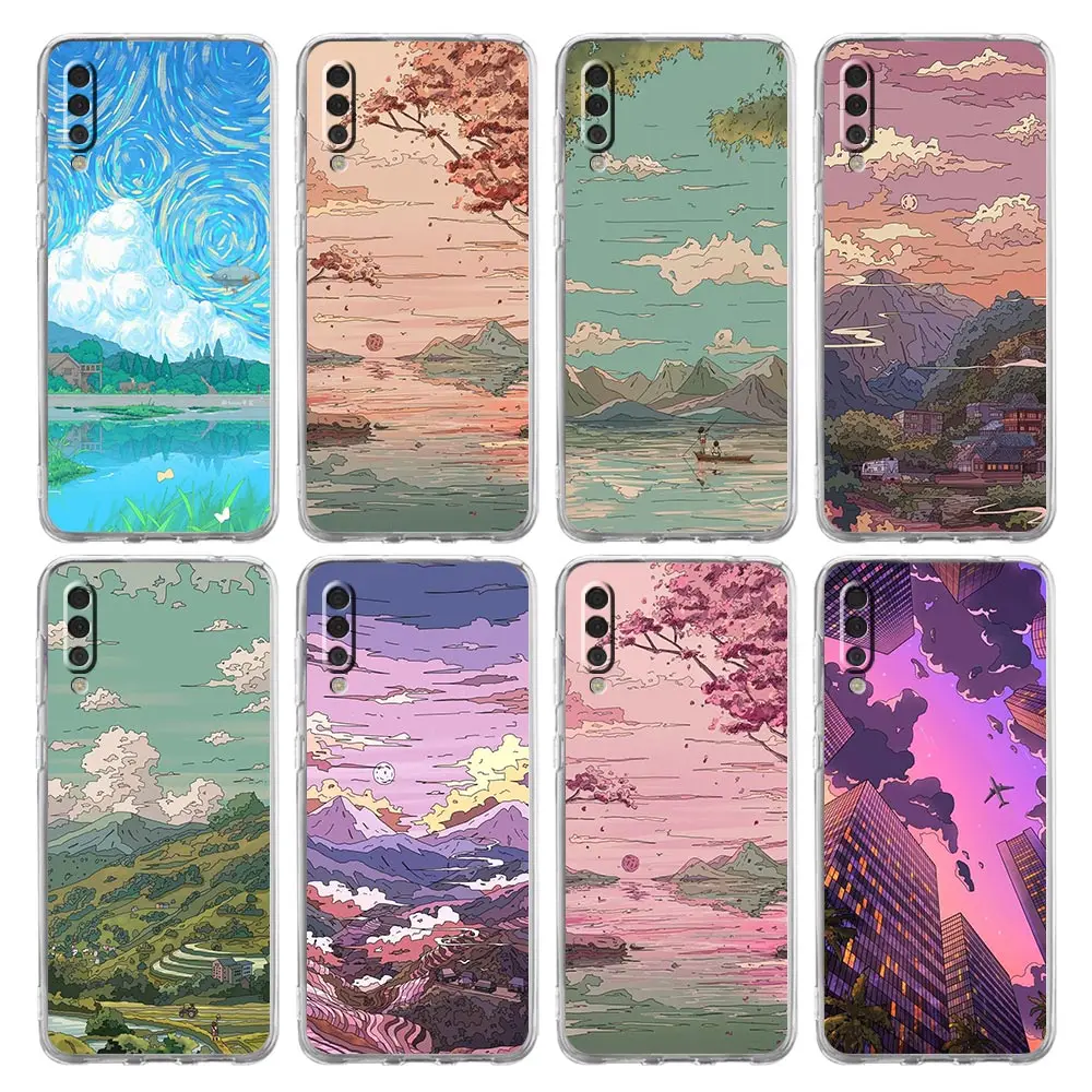 Korean Sunset Scenery For Samsung Galaxy A14 A50 A70 A30 A40 A20E A10S A20S A02S A04S A12 A22 A32 A34 A42 A52 5G A54 Case