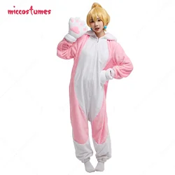Miccostumes Women  Peach Derivative Cat Pink Onesie Pajama Adult Onesie Homewear Kigurumi Hooded Loungewear Costume Outfits