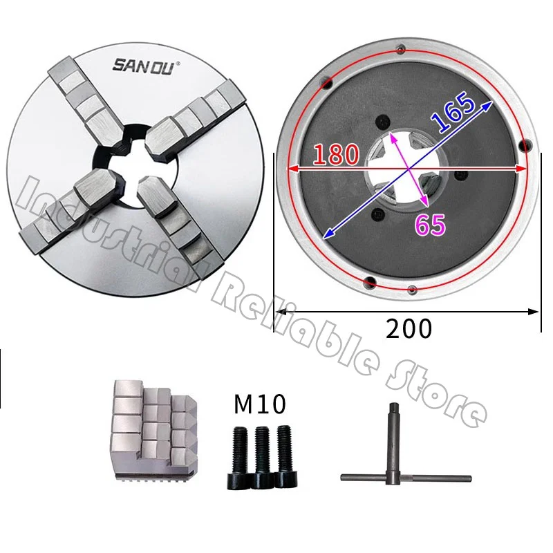 K12 200  4 Jaw Chuck 200mm Sanou Brand Self-Centering Lathe Chuck 8'' K12-200