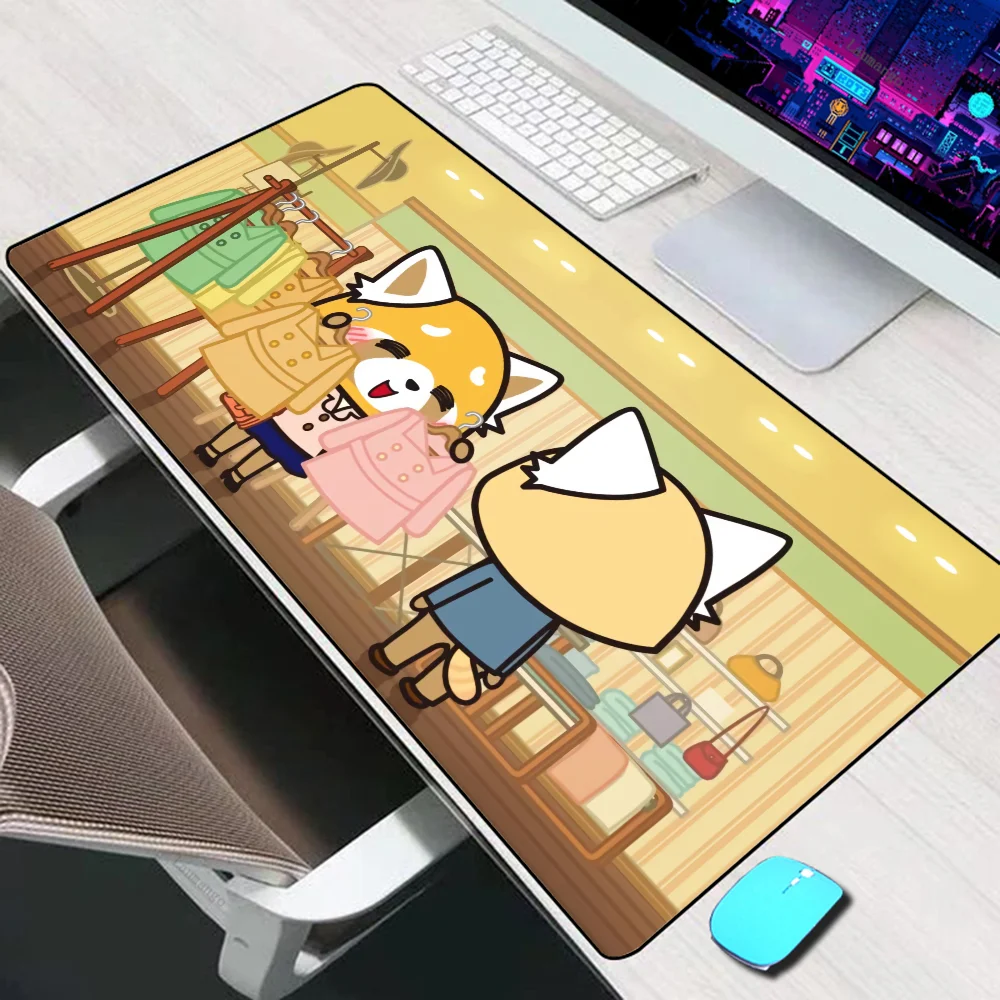 Aggretsuko-alfombrilla de ratón grande XXL, accesorios para juegos, teclado, PC, escritorio, ordenador portátil