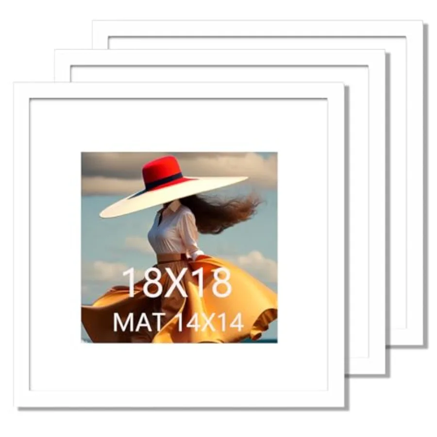 

Набор из 8 рамок для картин 8x8 дюймов, белые, из массива дерева, для матов 4x4 дюймов, квадратные, для настенного крепления