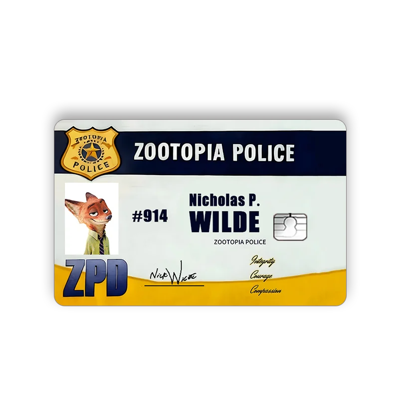 Zootopia 2 ملصقات شهادة ضابط الشرطة جوديث بطاقة الإبداع نيك زوجين مجموعة التصحيح حافلة مترو الانفاق بطاقة البنك معرف ملصق هدية #4