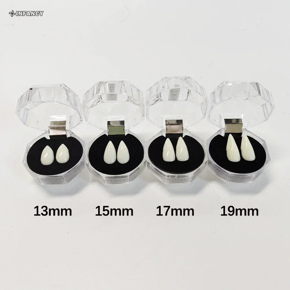 Colmillos de vampiro y dientes de zombi para fiesta de Halloween, accesorio de Cosplay y broma, accesorio de utilería para mascarada, decoración de dentaduras, 1 par