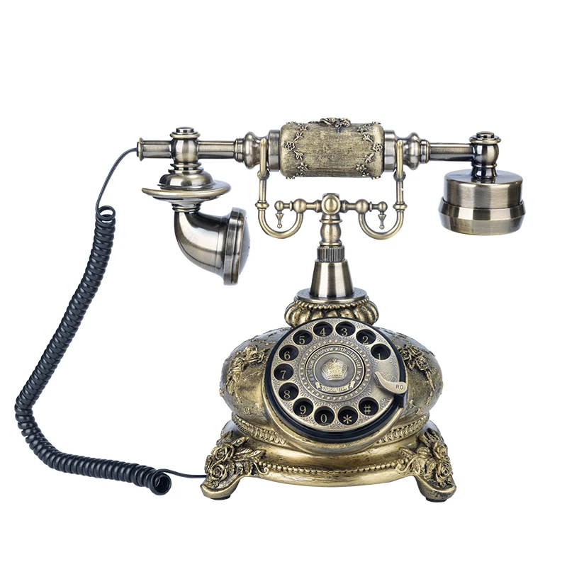 European style retro plug-in telephone, old-fashioned mechanical rotary dial dial telephone, home nostalgic phone