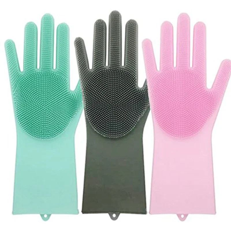 Guantes de limpieza de silicona/PVC, 2 piezas, multifunción, para lavar platos, cocina, hogar