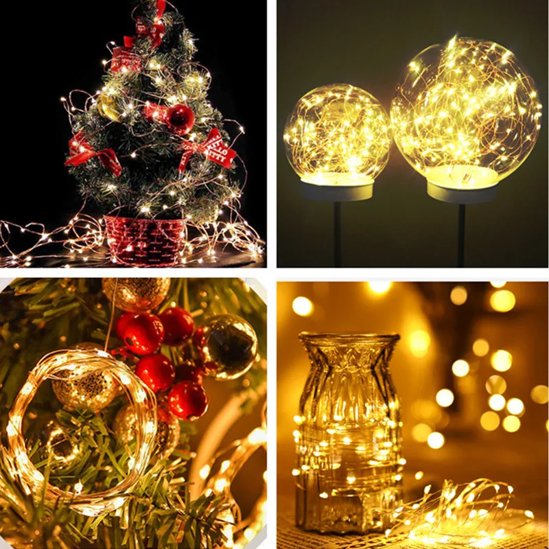 1/2/5/10M LED Fairy Lights Battery Powered Silver Wire String Lights for Bedroom Garden Party Wedding Christmas Home Decoration