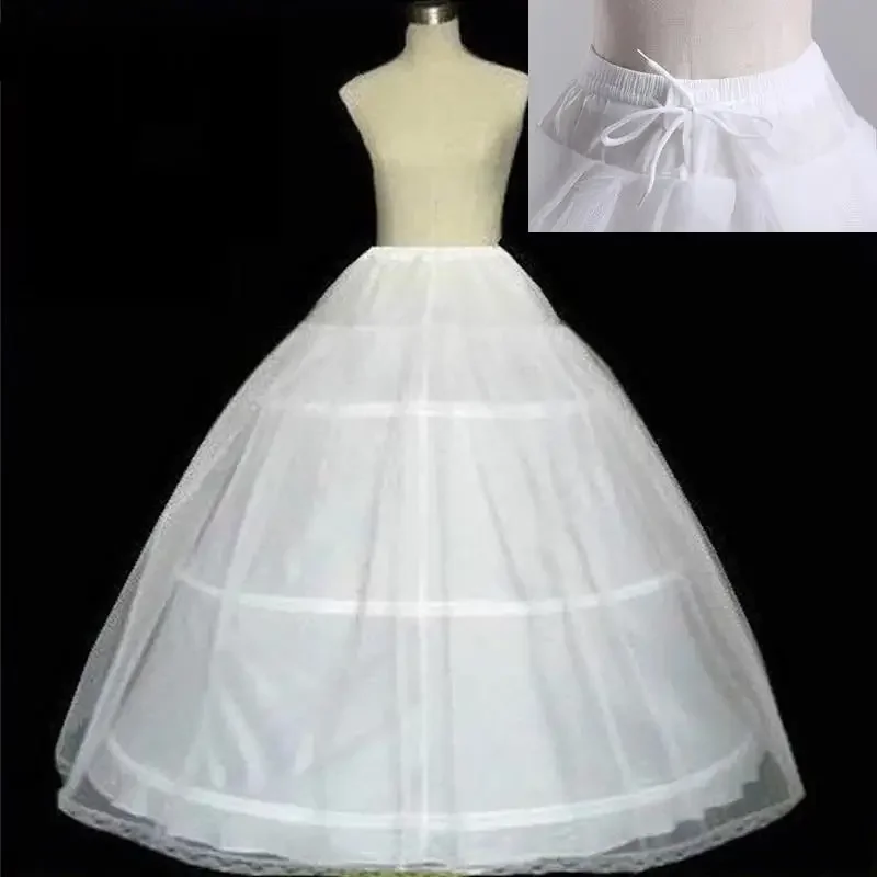 คุณภาพสูงสีขาว 3 Hoops Petticoat Crinoline SLIP กระโปรงสําหรับงานแต่งงานชุดเจ้าสาว