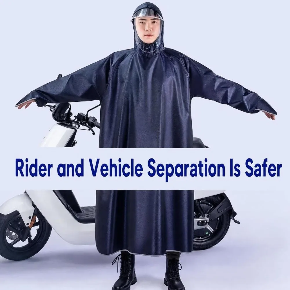 Unisex Waterproof Rain Poncho Sleeve Design Hooded Raincoat Windproof Full Body Coverage Electric Bike Raincoat Adult