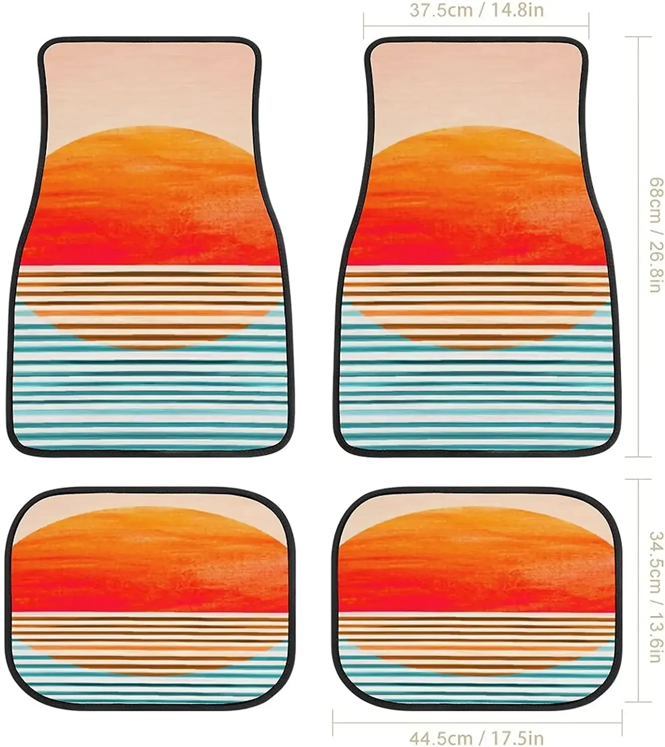 Sunset Ladder Art Colored Car Mats Universal Drive Seat Carpet Vehicle Interior Protector Mats Funny Designs All-Weather Mats Fi