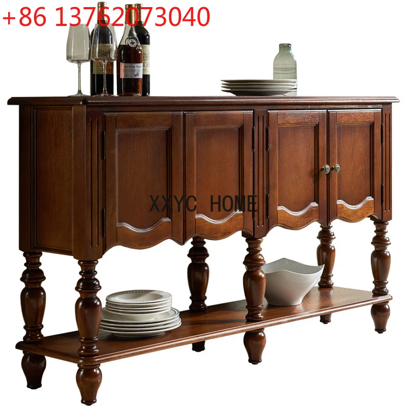 

American-Style Solid Wood Sideboard Cabinet Wall-Mounted Wine Cabinet European Restaurant Side Cabinet