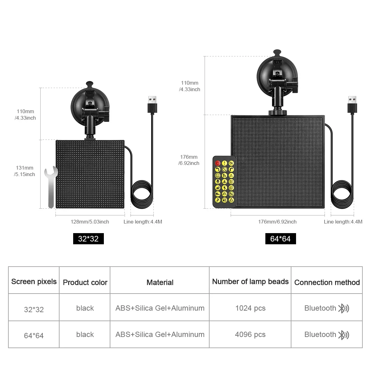 Smart APP Programmable Scrolling Text Animation LED Pixel Advertising Display Screen Car Light Sign USB 5V Bluetooth Control