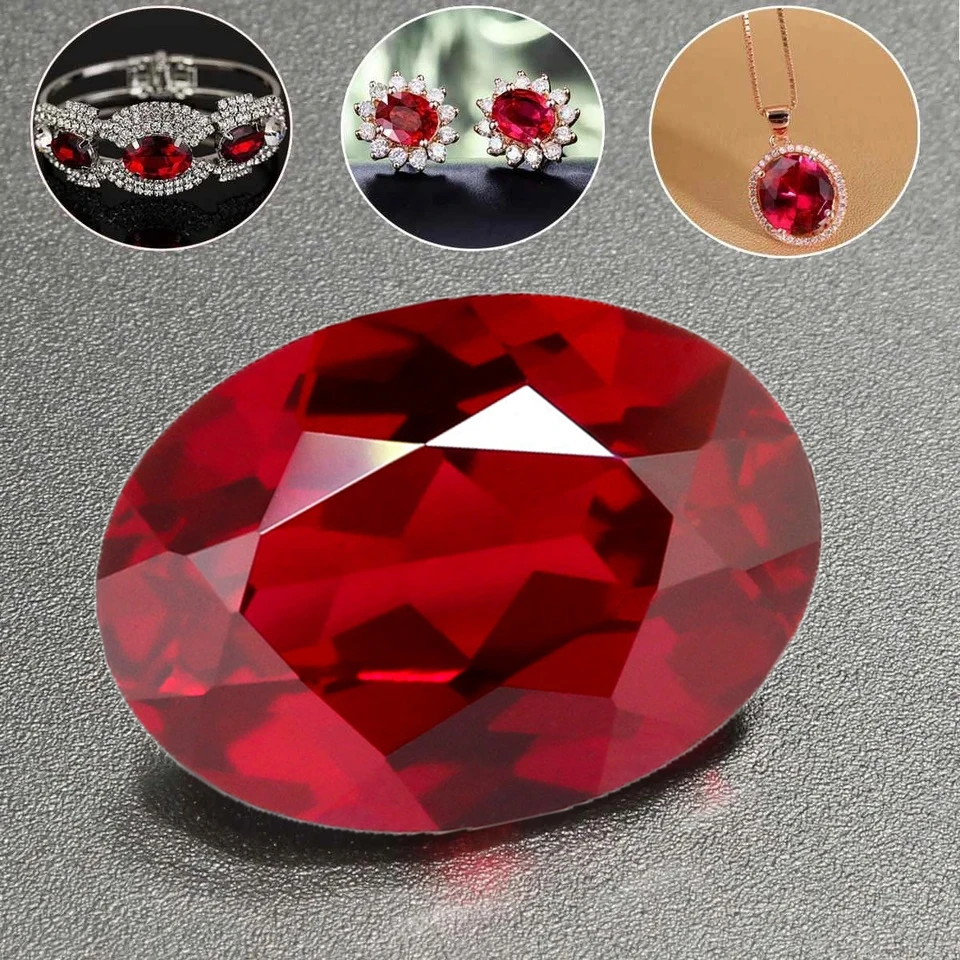 

Professional Ruby Passed UV Test VVS Oval Cut Ruby for Jewelry Making High Quality Gemstone