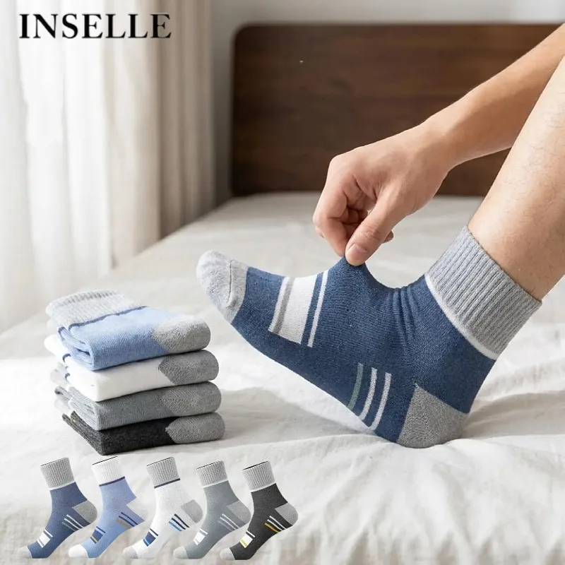 Mittellange Herrensocken für Laufen, Radfahren, Schweißabsorption, Geruchshemmung, Sport, Frühling und Herbst, Business und Freizeit
