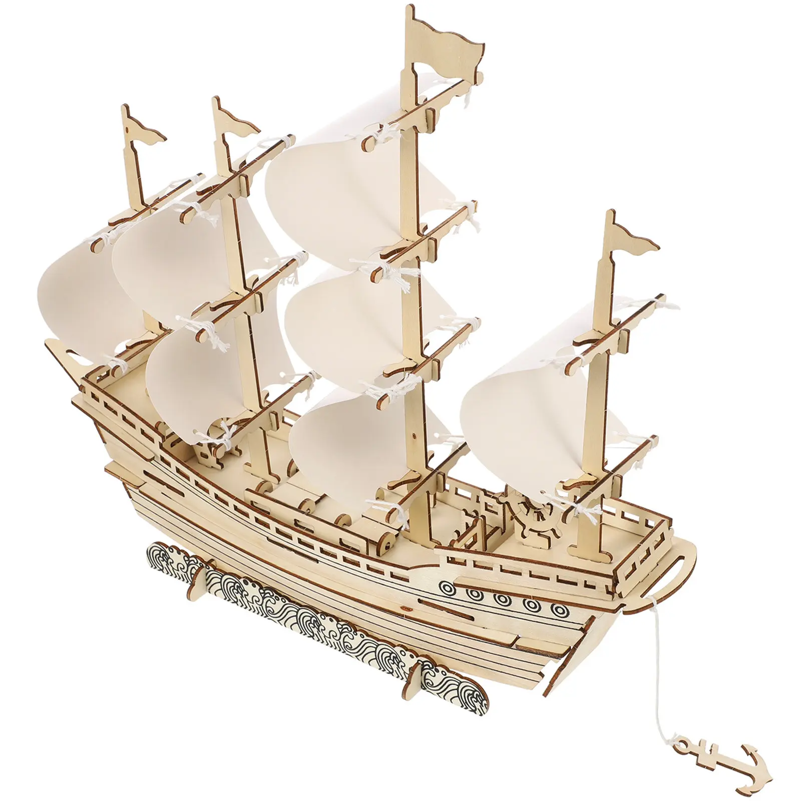 

1Set 3D Puzzle Lifelike Sailboat Wooden Ship Kit DIY Assembly Educational Home Decor Desktop Creative Gift 3D Wooden Puzzles