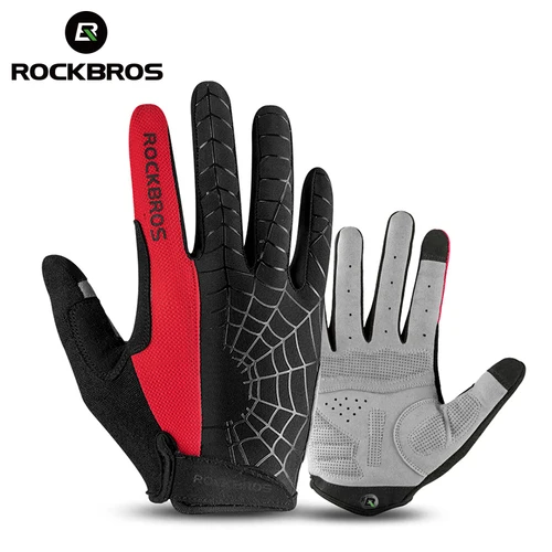 Imagen 1 del producto ROCKBROS guantes de bicicleta de dedo completo transpirables a prueba de golpes pantalla táctil guantes largos para bicicleta Primavera Verano MTB guantes de Ciclismo de Carretera