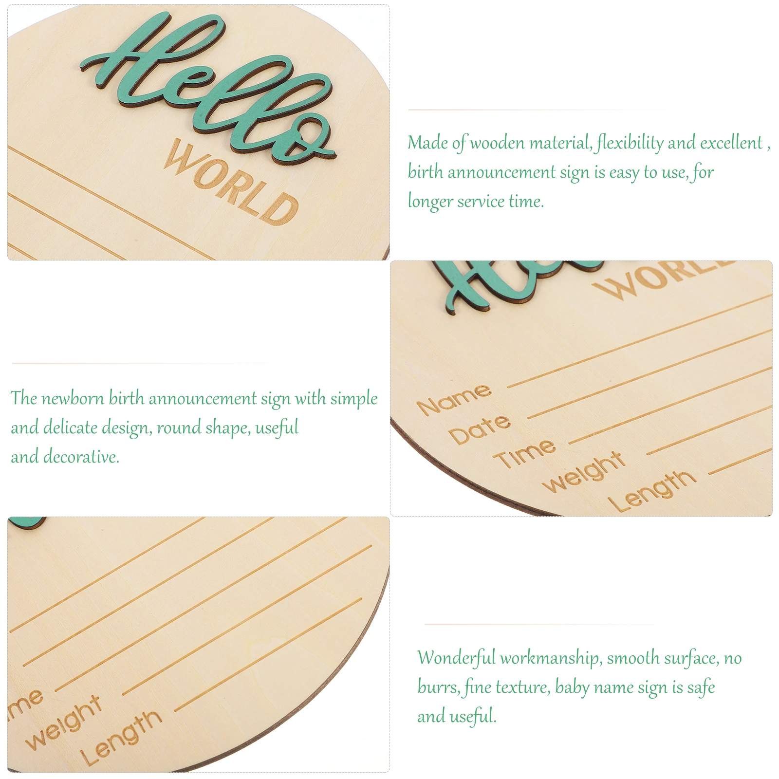 

Wooden Birth Round Shape for Hospital Baby Name Sign Blue Wooden Birth Announcement Sign Color Newborn Prop Infant