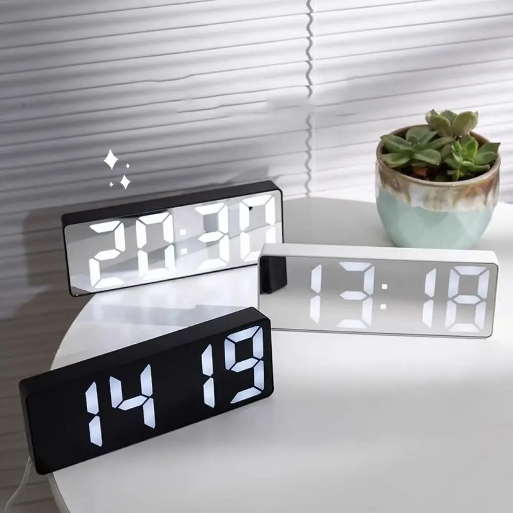 Plastic Voice Control Digital Alarm Clock Adjustable Voice Control LED Electronic Alarm Clock Anti-disturb Dual Alarm