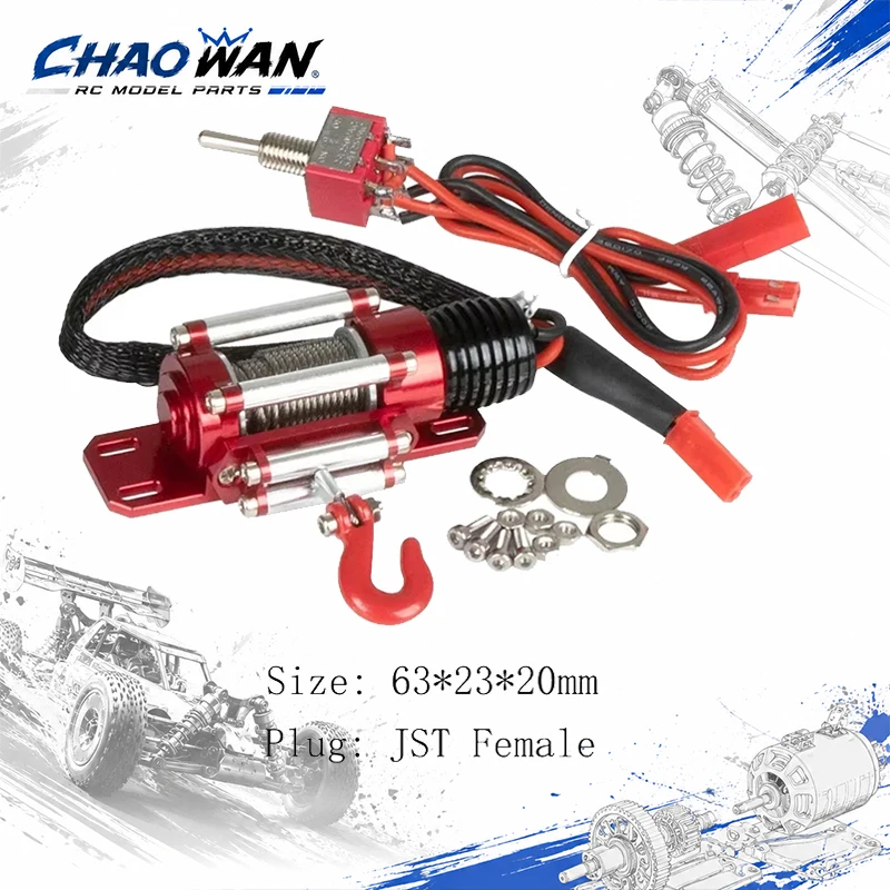 Metal Steel Wired Automatic RC Scale Winch for 1/10 RC Crawler, Compatible with TRX6 TRX4 SCX10 II III RBX10 D110 D90 Wrangler C
