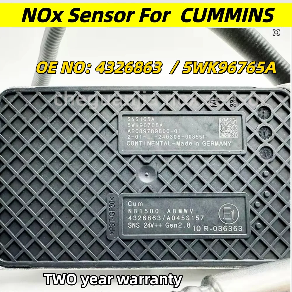 

New Truck Nitrogen Oxygen NOX Sensor 5WK96765A 4326863 4326471 for C-ummins QSB6.7 Diesel Engine 5WK96765B A2C95913000-01