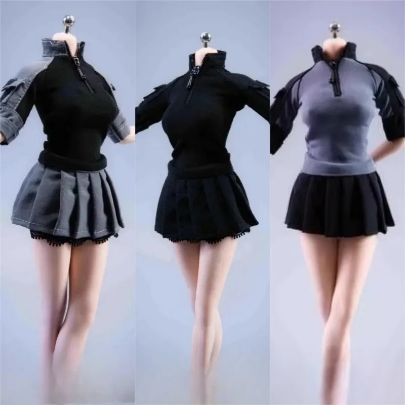 

1/6 Scale Female Soldier Training Pleated Skirt City Girl Combat Uniform Suit for 12" Action Figure Gift Display Doll Body