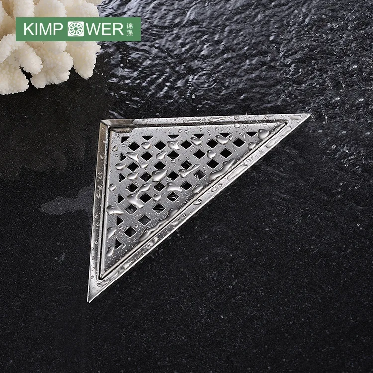 Triangular Anti‑Odor Stainless Steel Corner Floor Drain, Dual‑Use for Bathroom Balcony&Washing Machine Hotel Household Hardware