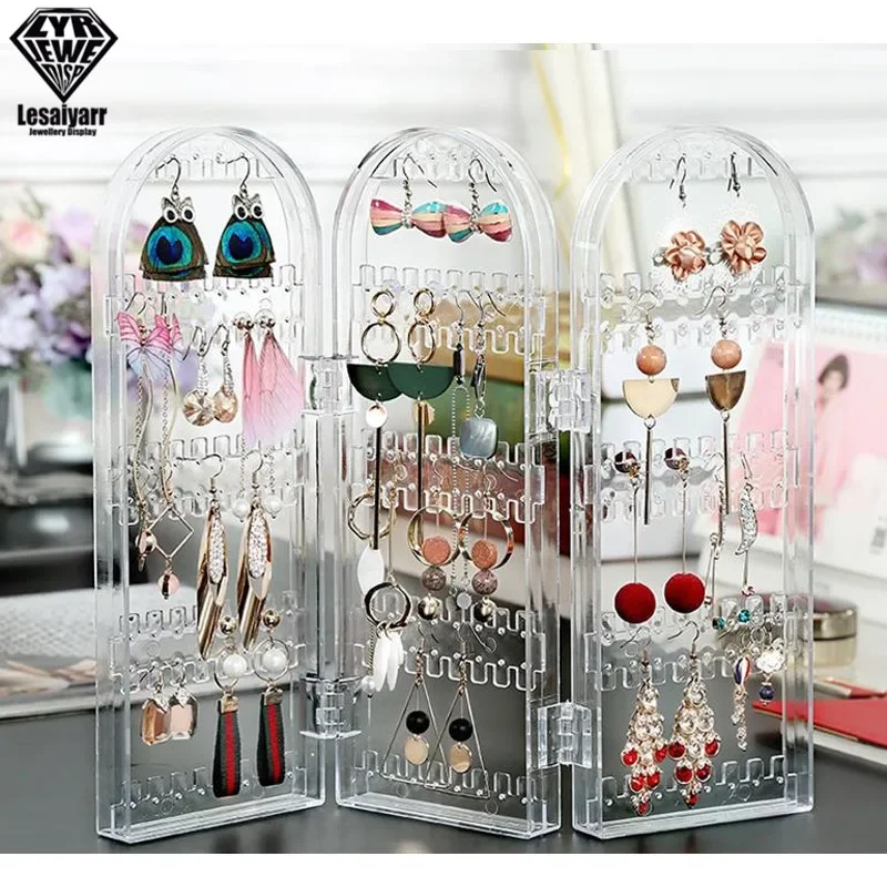2/3/4/5 Earring Necklace and Bracelet Display Stand Fans Panels Folding Earrings Studs Rack Shelf Screen Display Stand Holder
