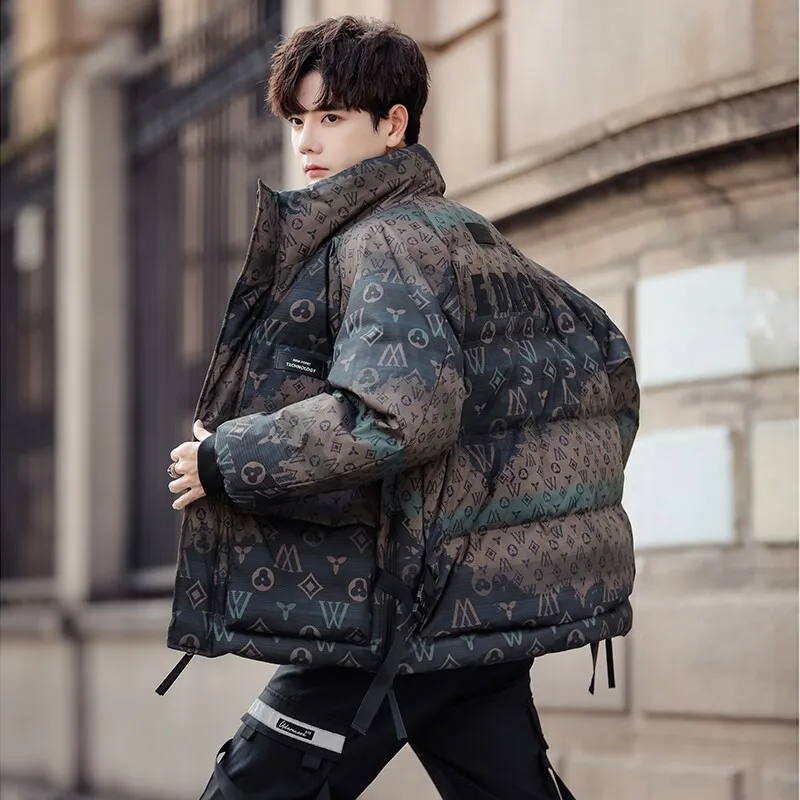 Men's down jacket, white duck down filling, non-iron fabric, autumn and winter casual warm jacket, trendy fashion jacket