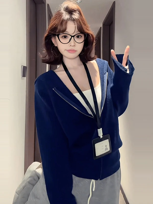 التخسيس ort قلنسوة بسحاب سترة Jaet المرأة عادية الخصر مقصوص ملابس خارجية سترة Sle الخريف الربيع Faion #4