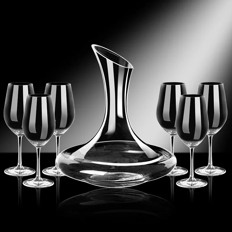 

Crystal red wine decanter red wine glass set household luxury high-end European style large goblet 6pcs