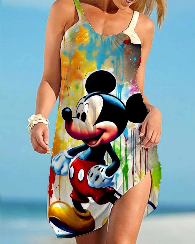 

Women's Elegant Strap Dress 3D Printed Pattern 2024 Summer Women's Fashion Dress Traf Disney Official Website Dress Y2k