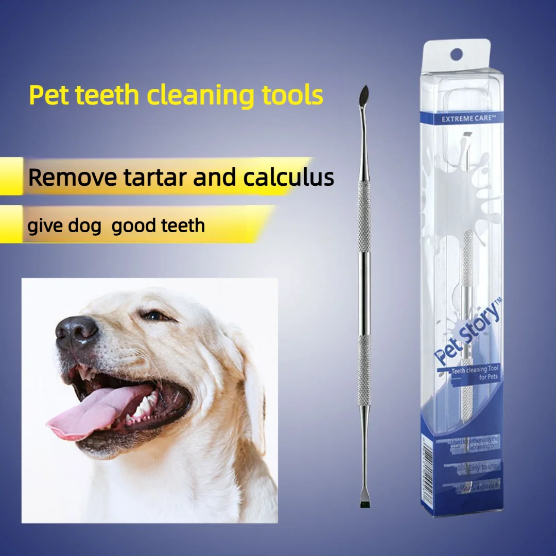 

1pc Pet Dog Tooth Cleaner Stainless Steel Tartar Removers Scraper Kit Pet Oral Cleaning Tools Double Headed Tartar Accessories