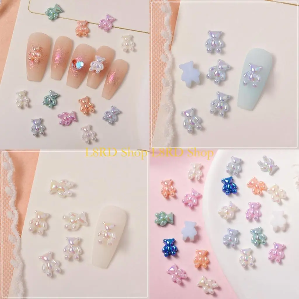 L8rd Gummy Bear Rhinestons Glitter Bear Dear Art Decorations مسمار الأظافر