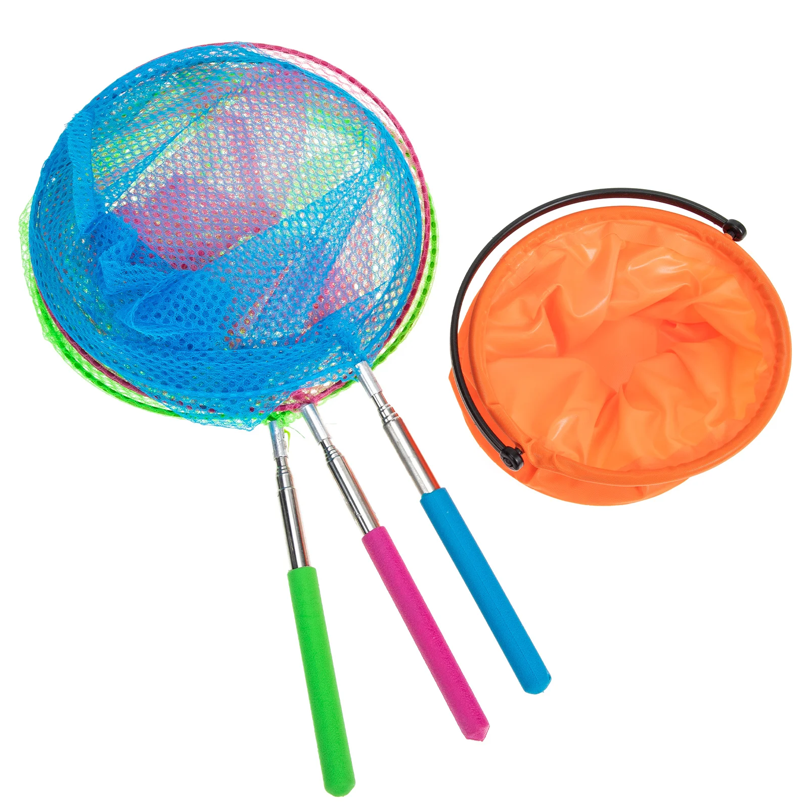 1 set di reti estensibili per la cattura dei pesci, secchio da esterno per bambini, rete leggera e robusta per piccoli pesci, farfalle, reti, giocattoli