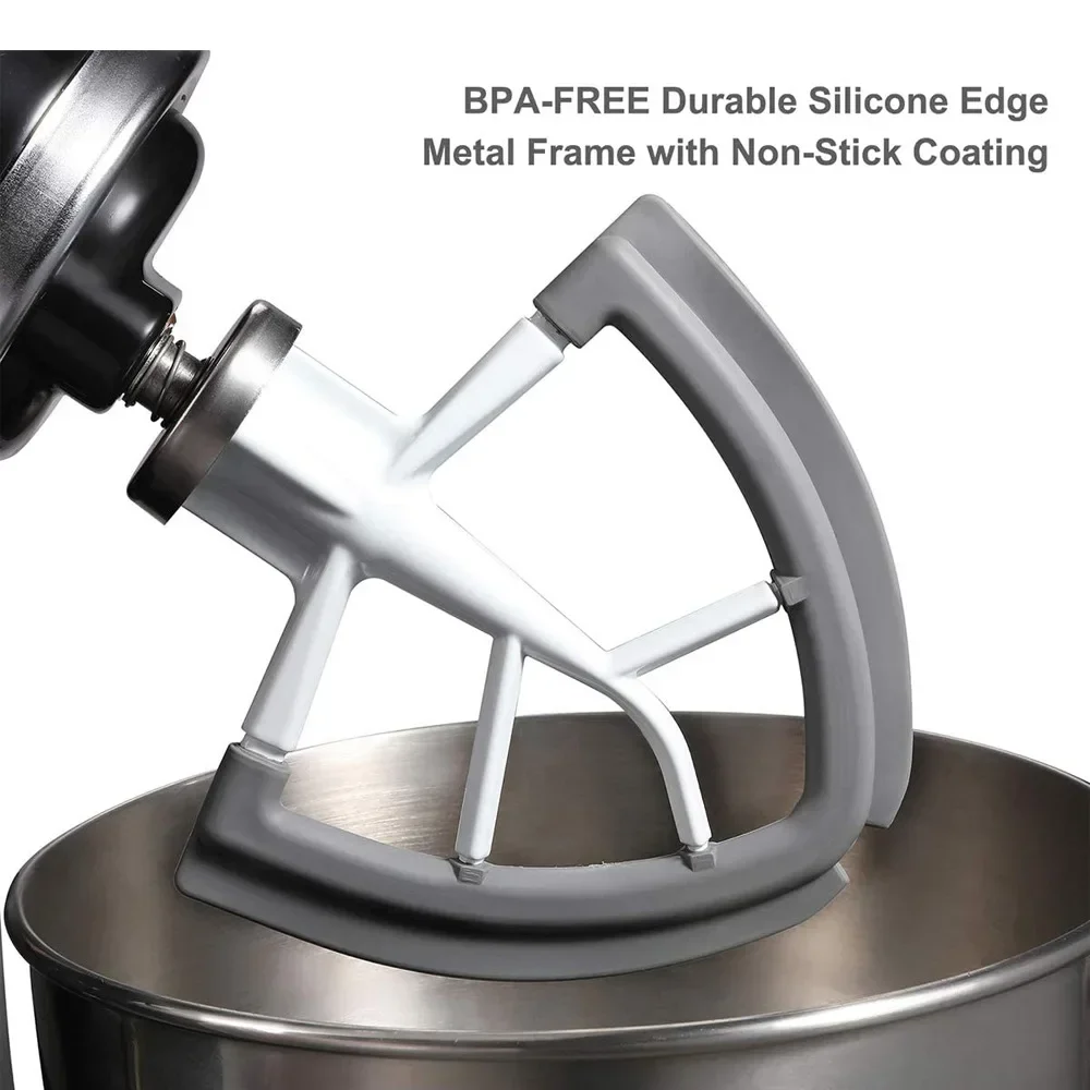 KitchenAid Flex Edge Beater 4.5-5QT Silicone Mixer Paddle Auto-Scrape Attachment Compatible with KSM150 KSM180 Stand Mixer