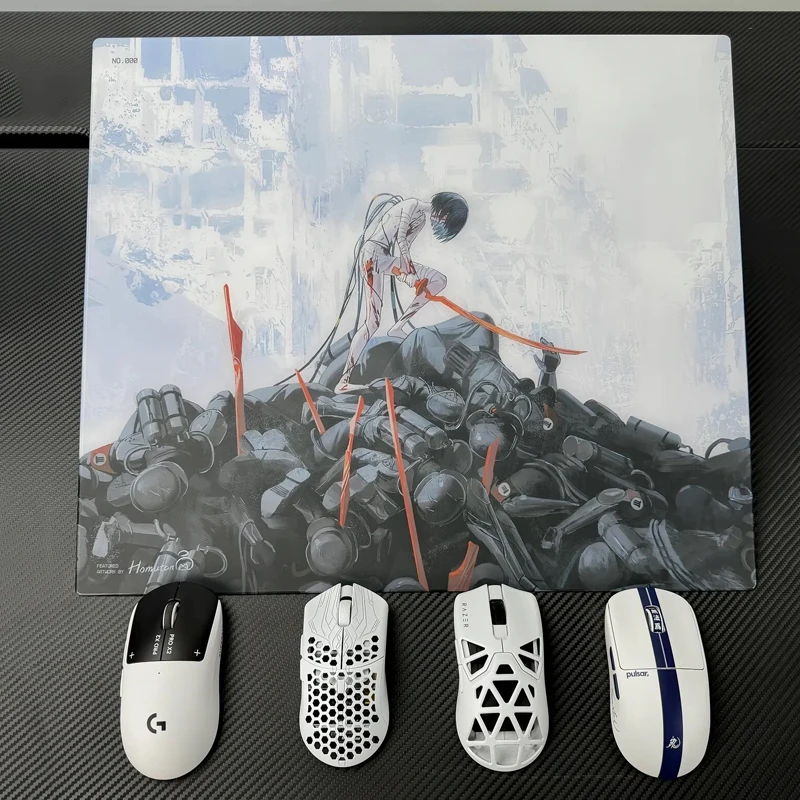 P-Psychological Gear Glass Mouse Pad Anime Toughened Glass Pad Desktop Mat E-sports FPS Special Gaming Mousepad Extra Large