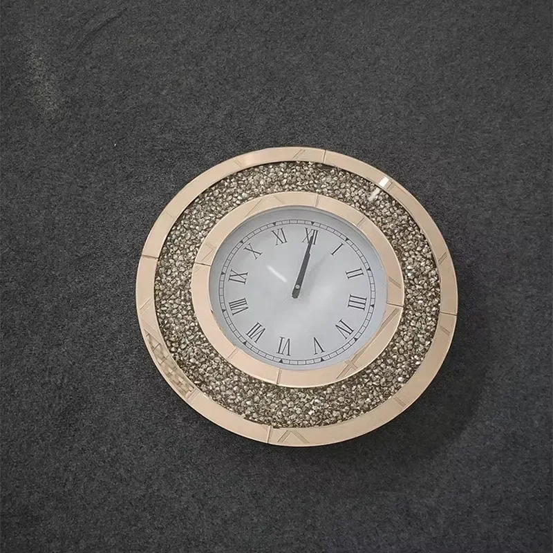 Luxury 3D Diamond Wall Clock Large Square Gold Electric Silent Quartz Timepiece Modern Living Room Home Decor Fashion Custom