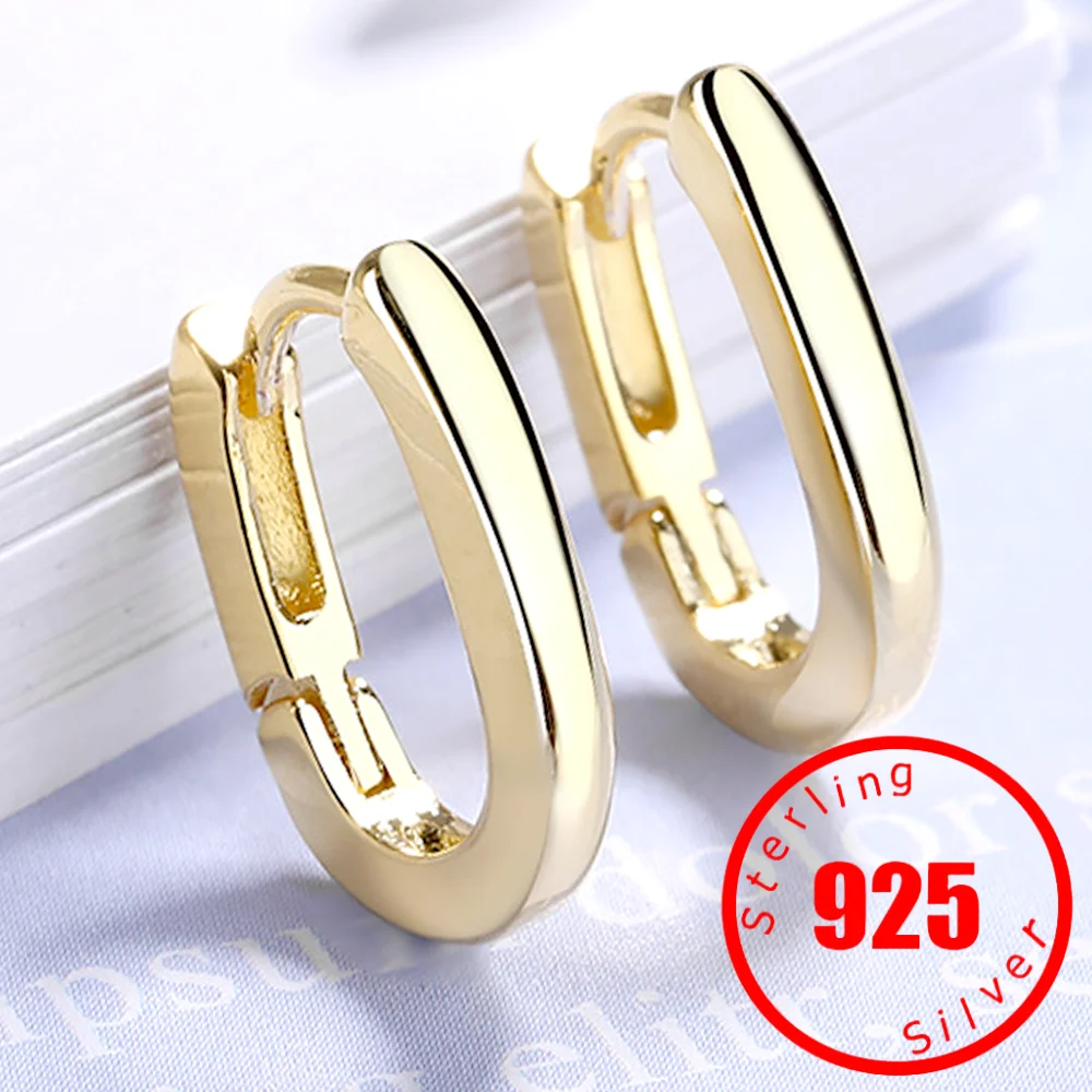 New Fashion 925 Sterling Silver needle Men Gold color Earring Geometric Earrings For Women Female Jewelry 2024 Oorbellen