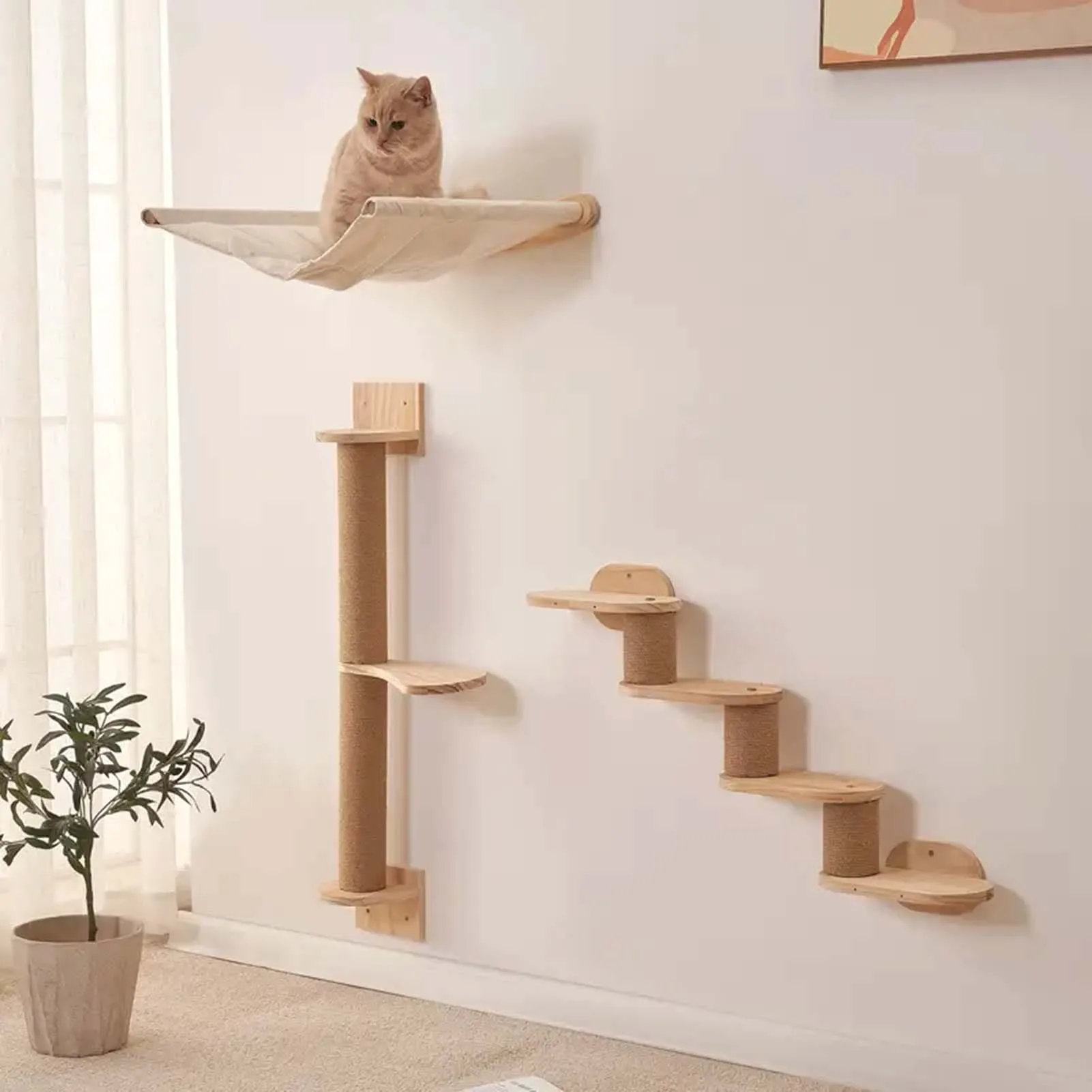 Struttura da arrampicata per gatti Albero per gatti Tiragraffi per gatti montati a parete Alberi per attività per gatti per regalo festivo per proprietari di gatti di animali domestici